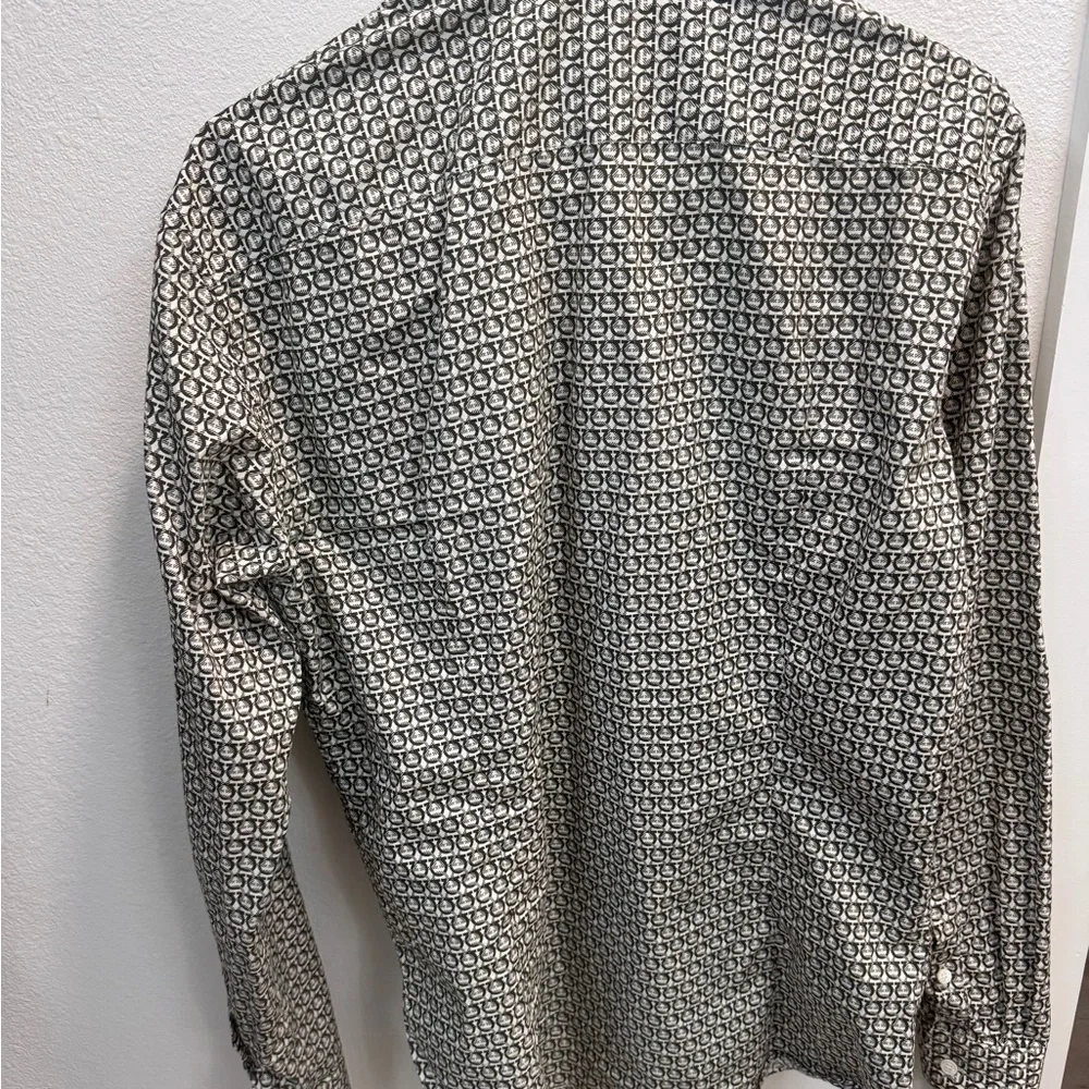 Salvatore Ferragamo Men’s Gancini Logo Print Button-Down Shirt M - Picture 5 of 8